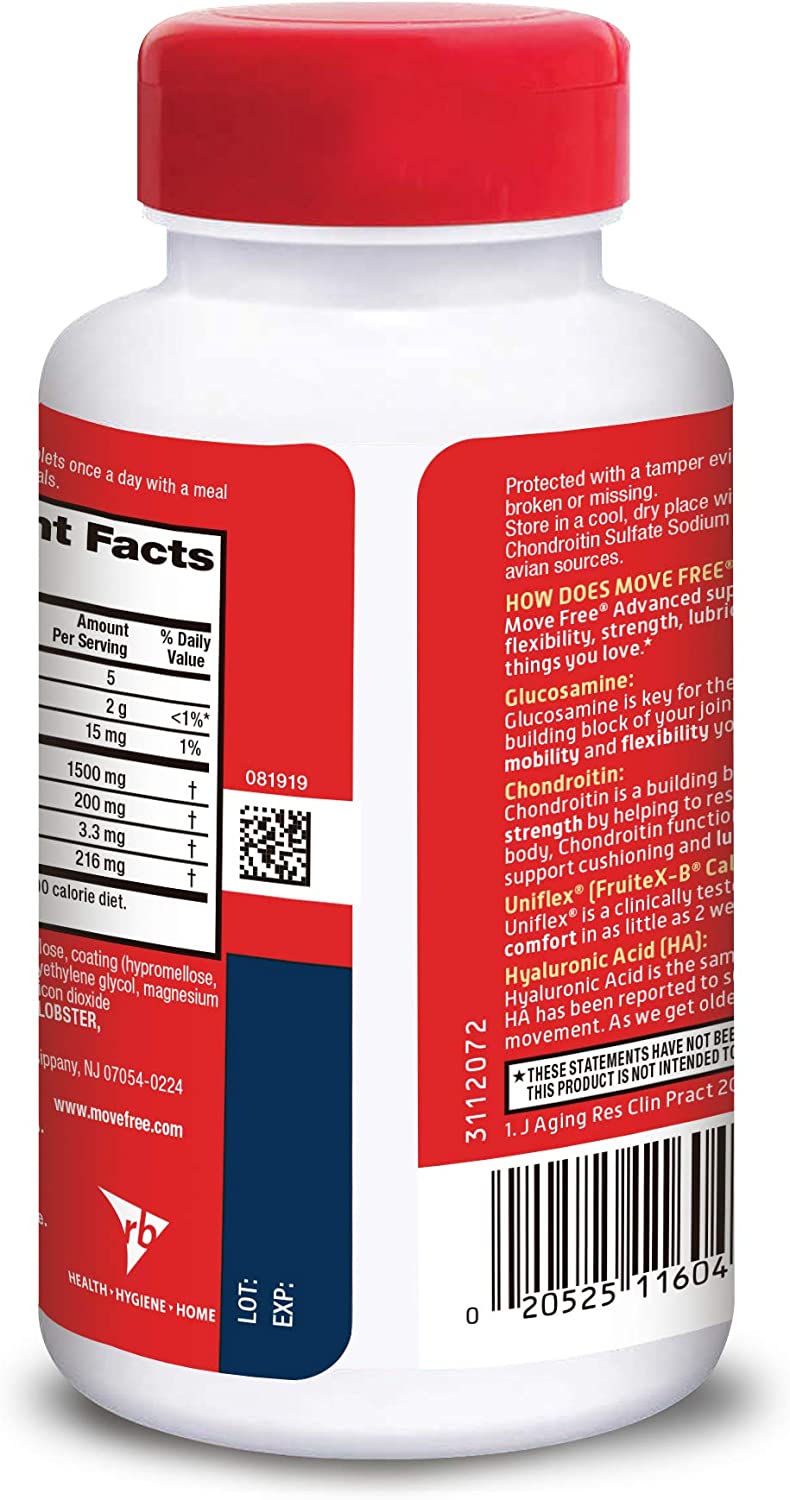 Glucosamine 1500mg (per serving) & Chondroitin - Move Free Advanced Joint Support Tablets (350 Count