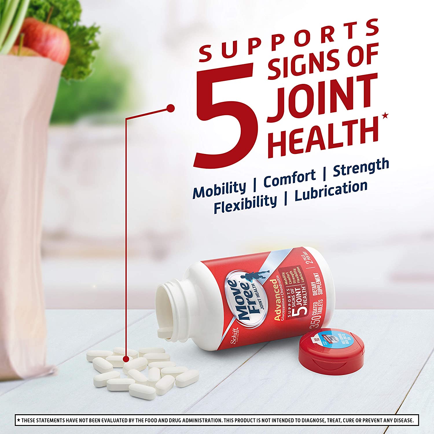 Glucosamine 1500mg (per serving) & Chondroitin - Move Free Advanced Joint Support Tablets (350 Count