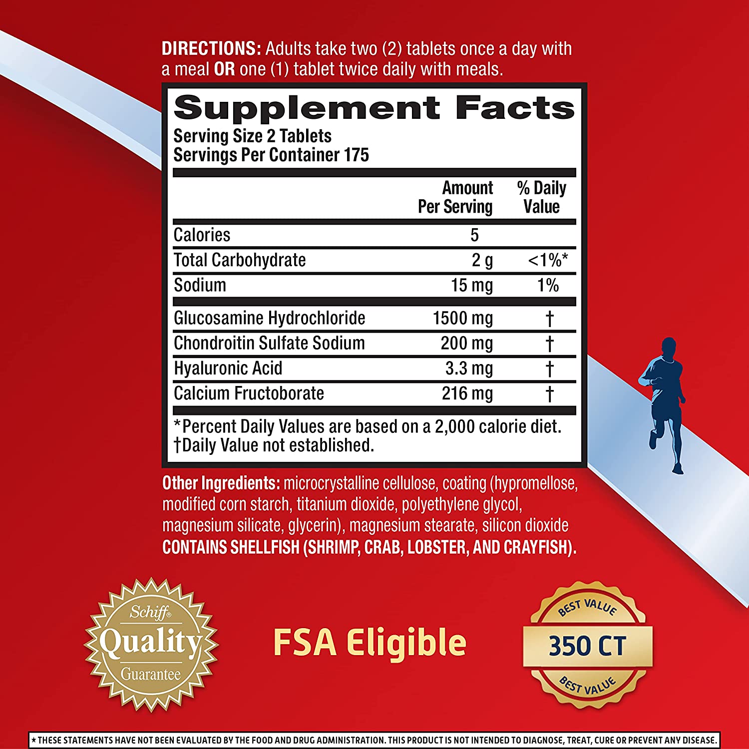 Glucosamine 1500mg (per serving) & Chondroitin - Move Free Advanced Joint Support Tablets (350 Count