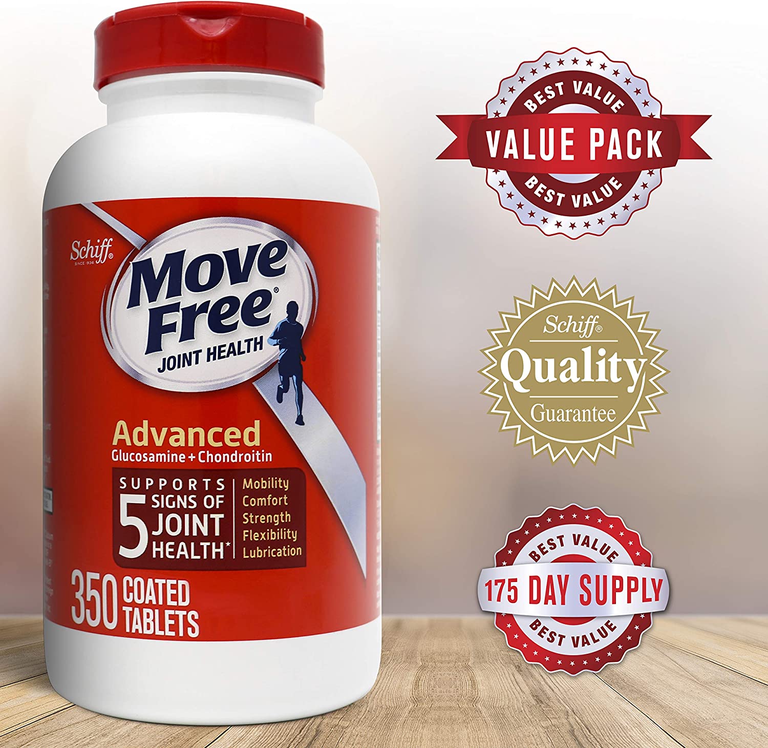 Glucosamine 1500mg (per serving) & Chondroitin - Move Free Advanced Joint Support Tablets (350 Count