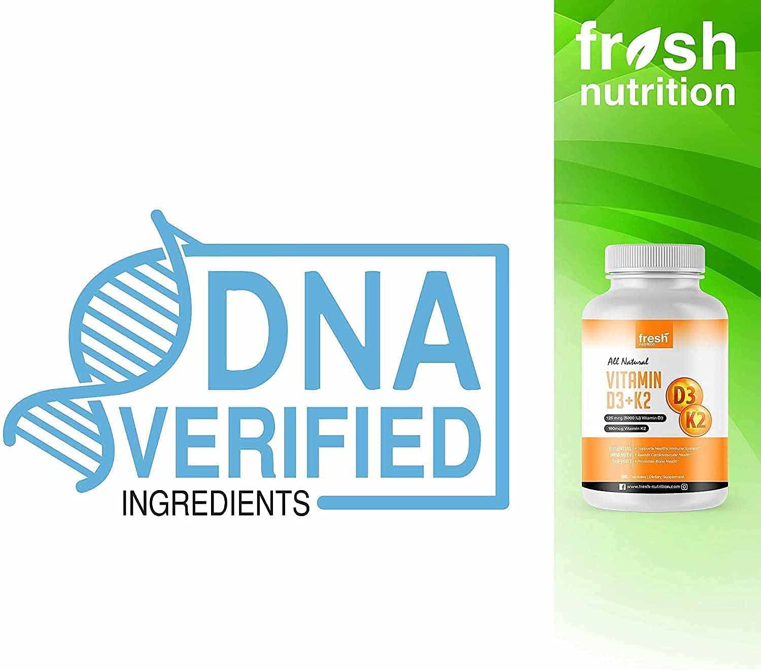 Vegan Vitamin D3 (5000iu/125mcg) + Vitamin K2 (100mcg as MK-7) for Optimal Absorption (90 Capsules 5