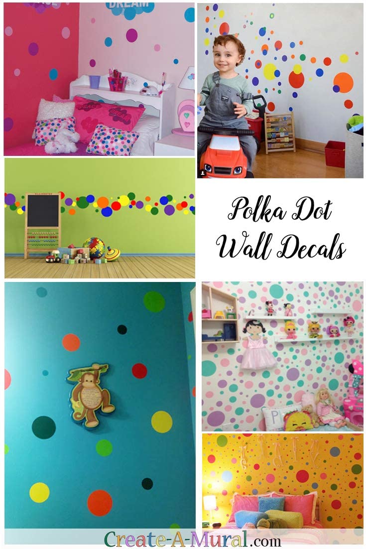 Polka Dot Wall Decals, Girls Room Wall Decor Stickers, Wall Dots, Dorm Room Peel & Stick DIY Bedroom