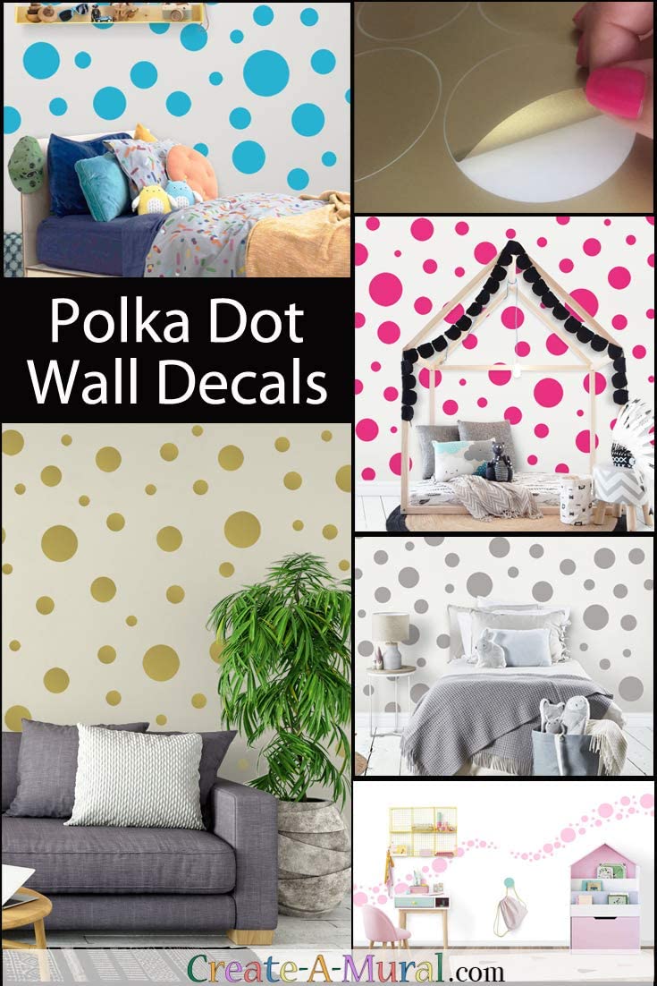 Polka Dot Wall Decals, Girls Room Wall Decor Stickers, Wall Dots, Dorm Room Peel & Stick DIY Bedroom