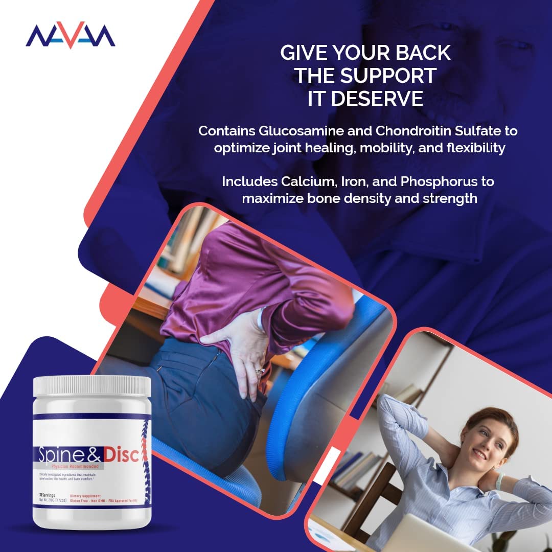 Spine and Disc: Back Pain Relief Powder Supplement with Glucosamine, Chondroitin, MSM - Help Relieve