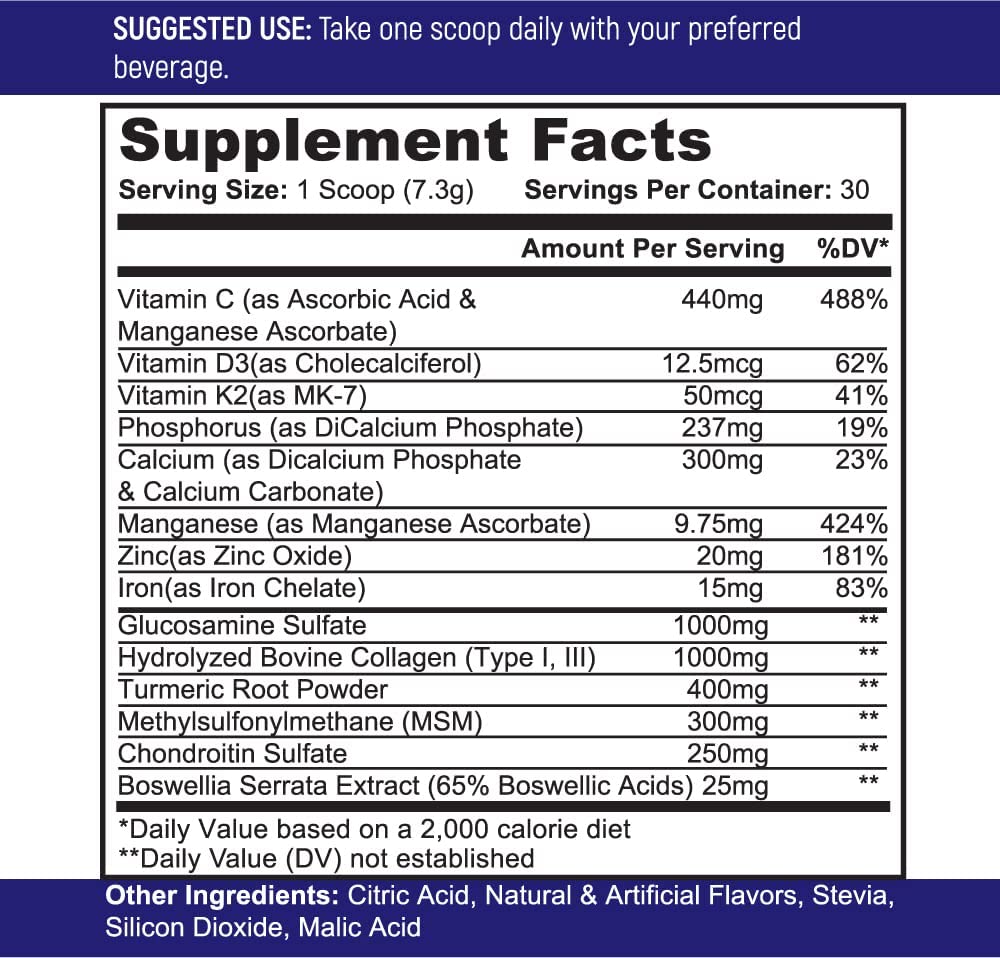 Spine and Disc: Back Pain Relief Powder Supplement with Glucosamine, Chondroitin, MSM - Help Relieve