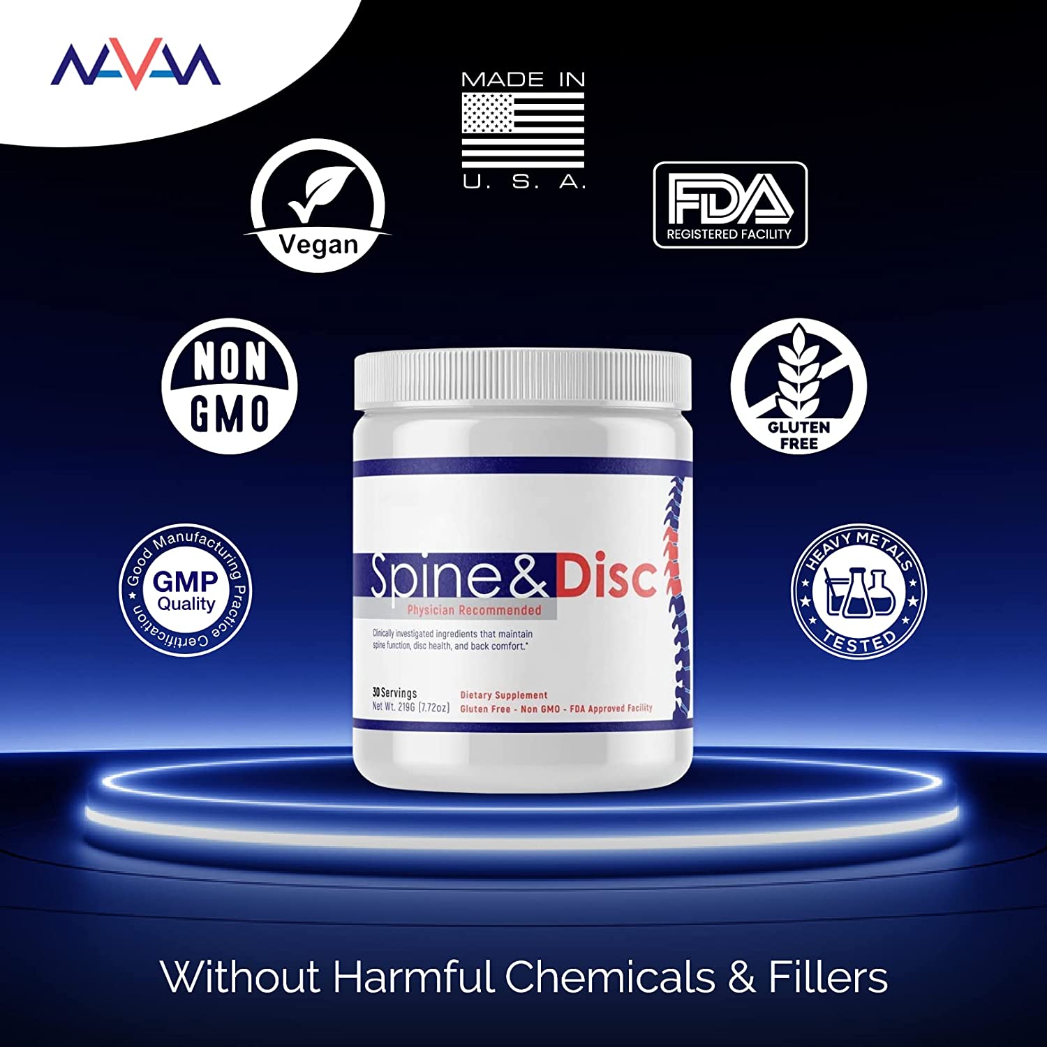 Spine and Disc: Back Pain Relief Powder Supplement with Glucosamine, Chondroitin, MSM - Help Relieve