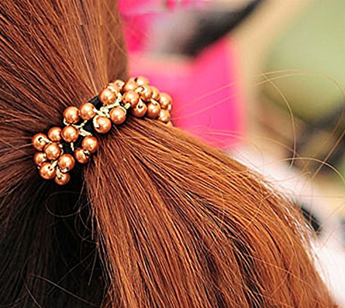 ShungFun Ponytail Holder Women Pearls Hair Bow Ties Hair Holder Elastics Hair Bands for Female Girls