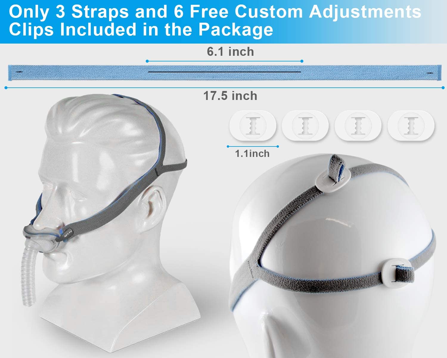 Replacement Headgear Compatible with ResMed Airfit P10 Nasal Pillow CPAP Mask Straps Included 3 Supe