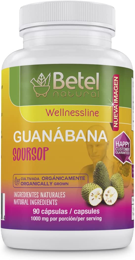 Premium Guanabana Graviola Capsules by Betel Natural - Powerful Flavonoids - 90 Capsules