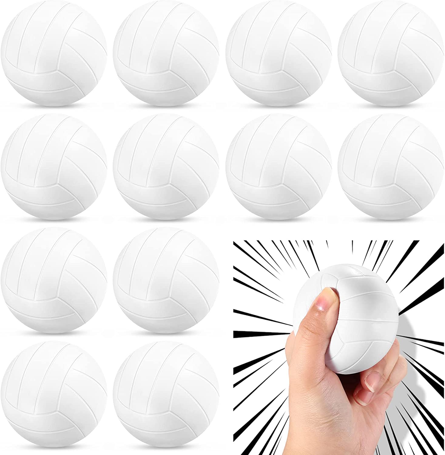 12 Pieces Mini Volleyball Stress Balls 2.5 Inch Foam Sports Stress Ball Soft Small Volleyball Toys V