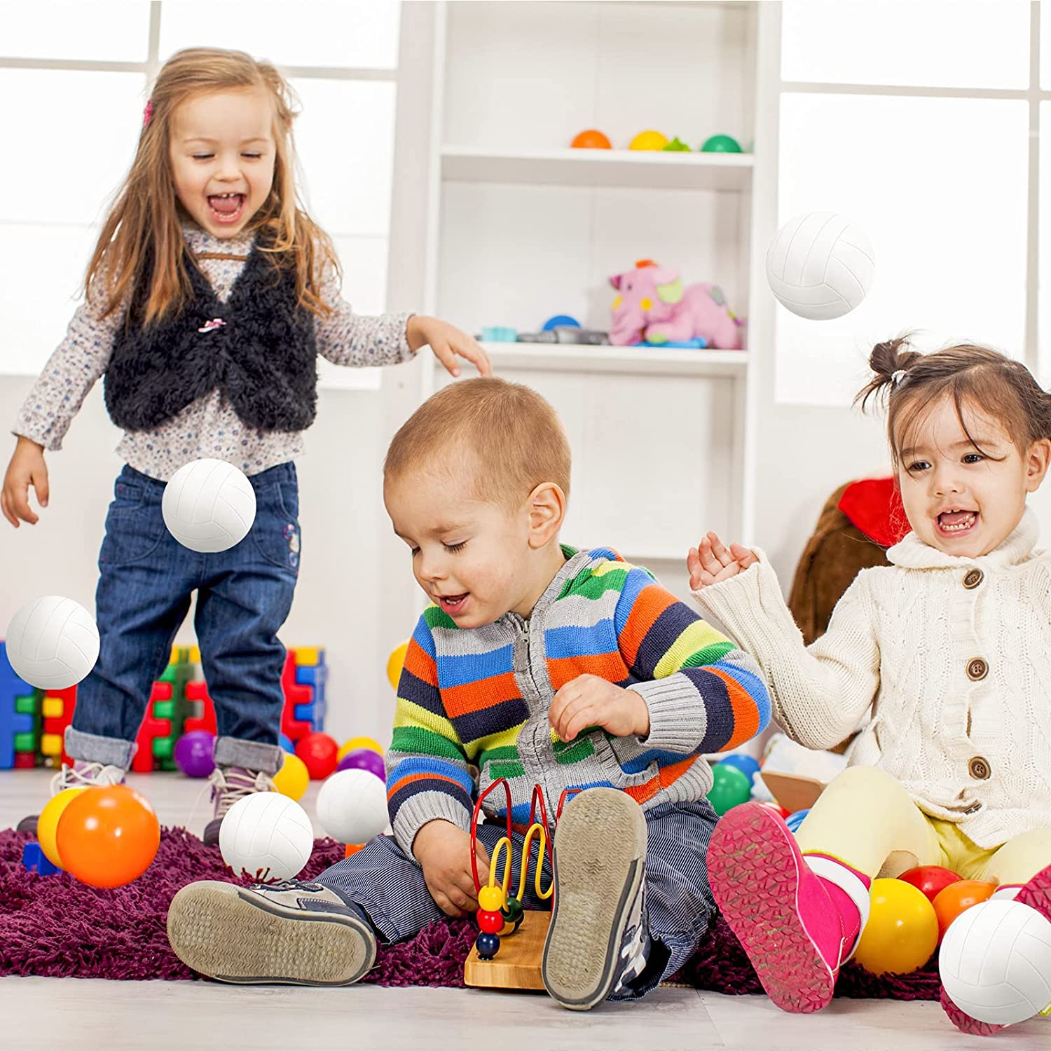 12 Pieces Mini Volleyball Stress Balls 2.5 Inch Foam Sports Stress Ball Soft Small Volleyball Toys V