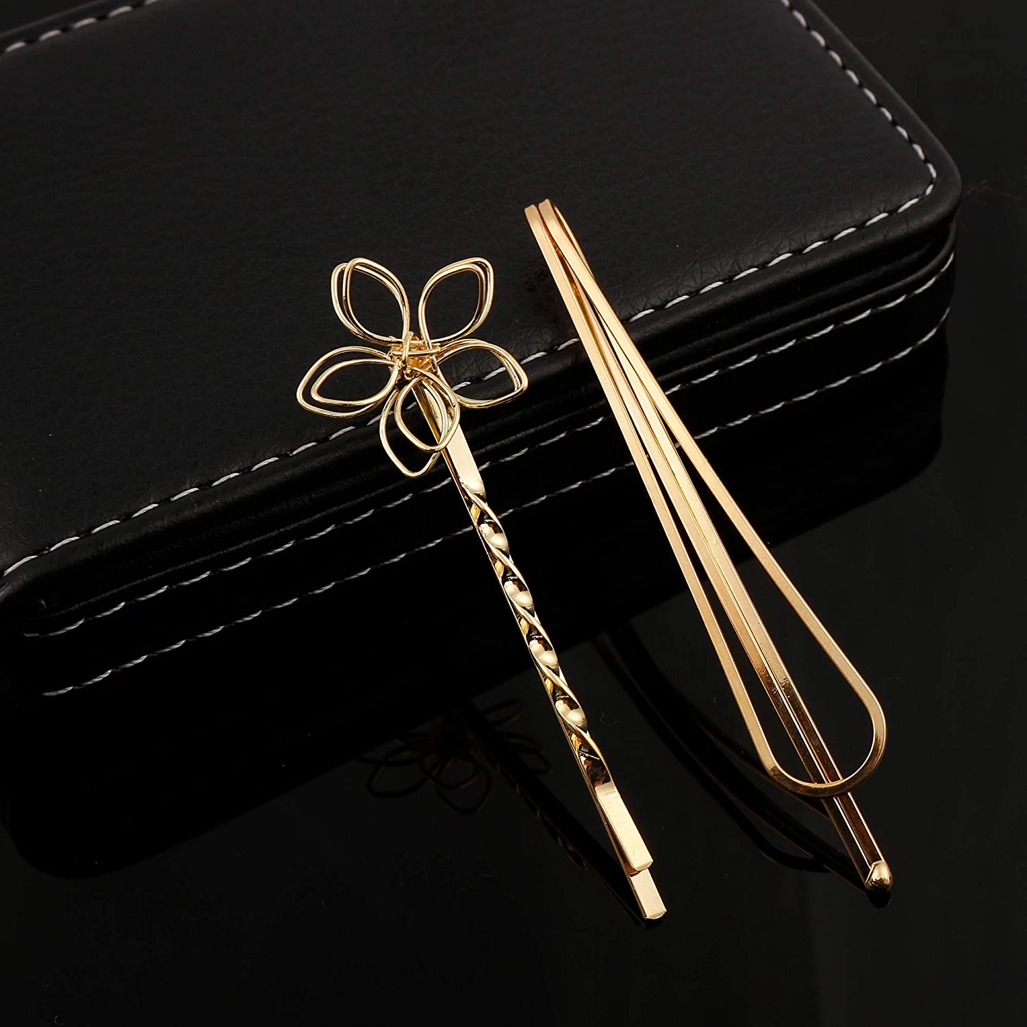 Folansy 12 Pieces Elegant Hair Barrettes Bridal Golden Metal Hair Clip Artificial Pearl Hairpins for