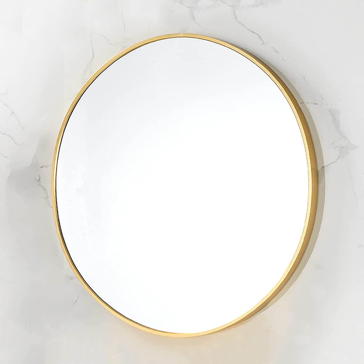 DSJGVN Round Makeup Mirror,Bathroom Mirror, Aluminum Alloy Frame Modern Wall Mounted Mirror Round Mi