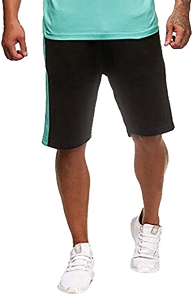 WUAI-Men Casual Tracksuits Short Sleeve Running Jogging Athletic Sports T-Shirts and Shorts Suit Set