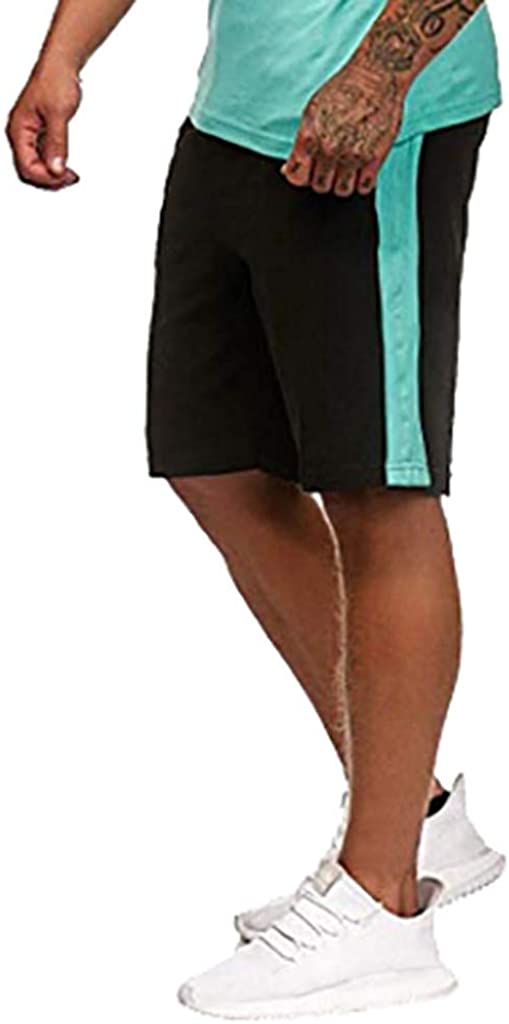 WUAI-Men Casual Tracksuits Short Sleeve Running Jogging Athletic Sports T-Shirts and Shorts Suit Set
