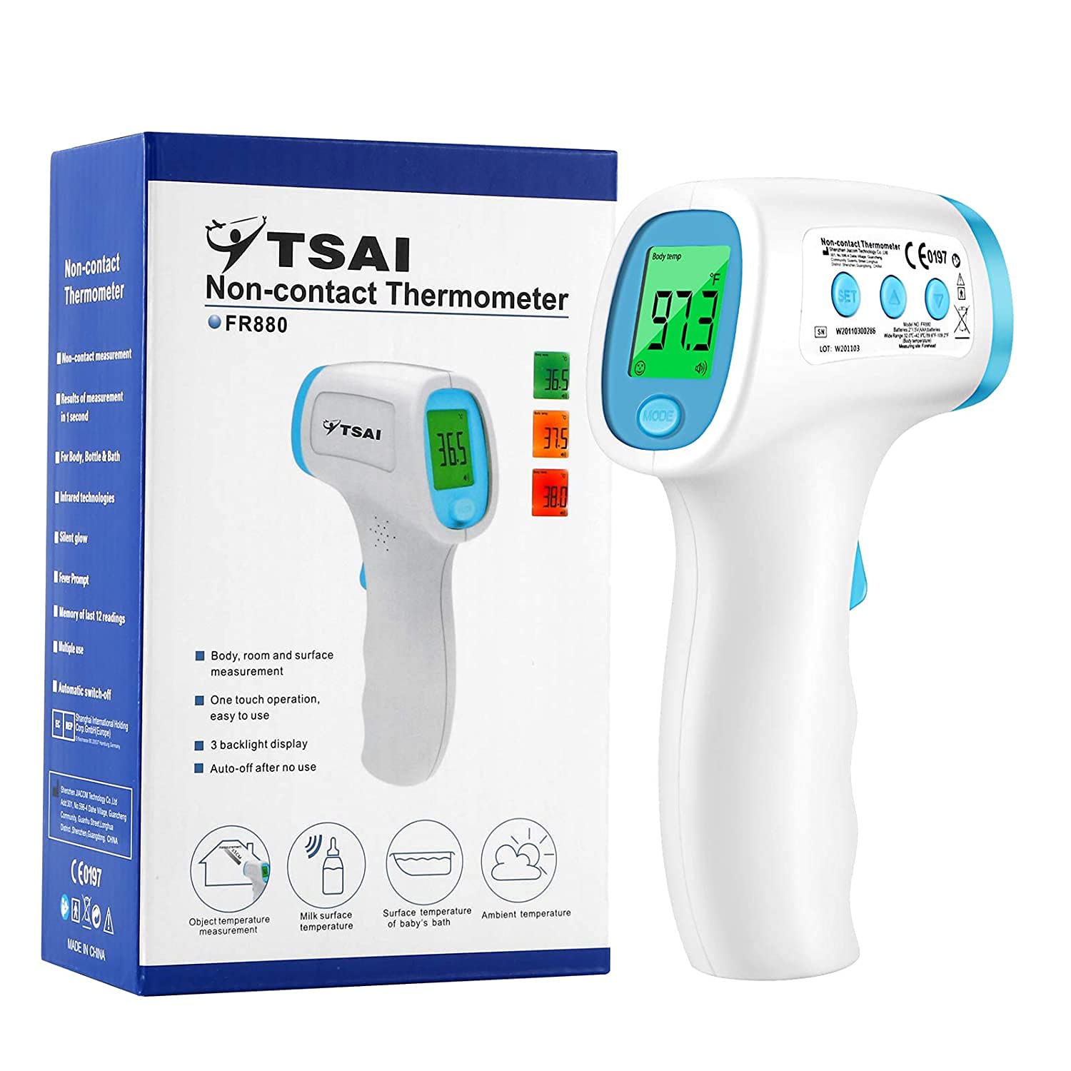 Infrared Thermometer Touchless Forehead Thermometer for Adults. 3 in 1 Digital Thermometer for Body 