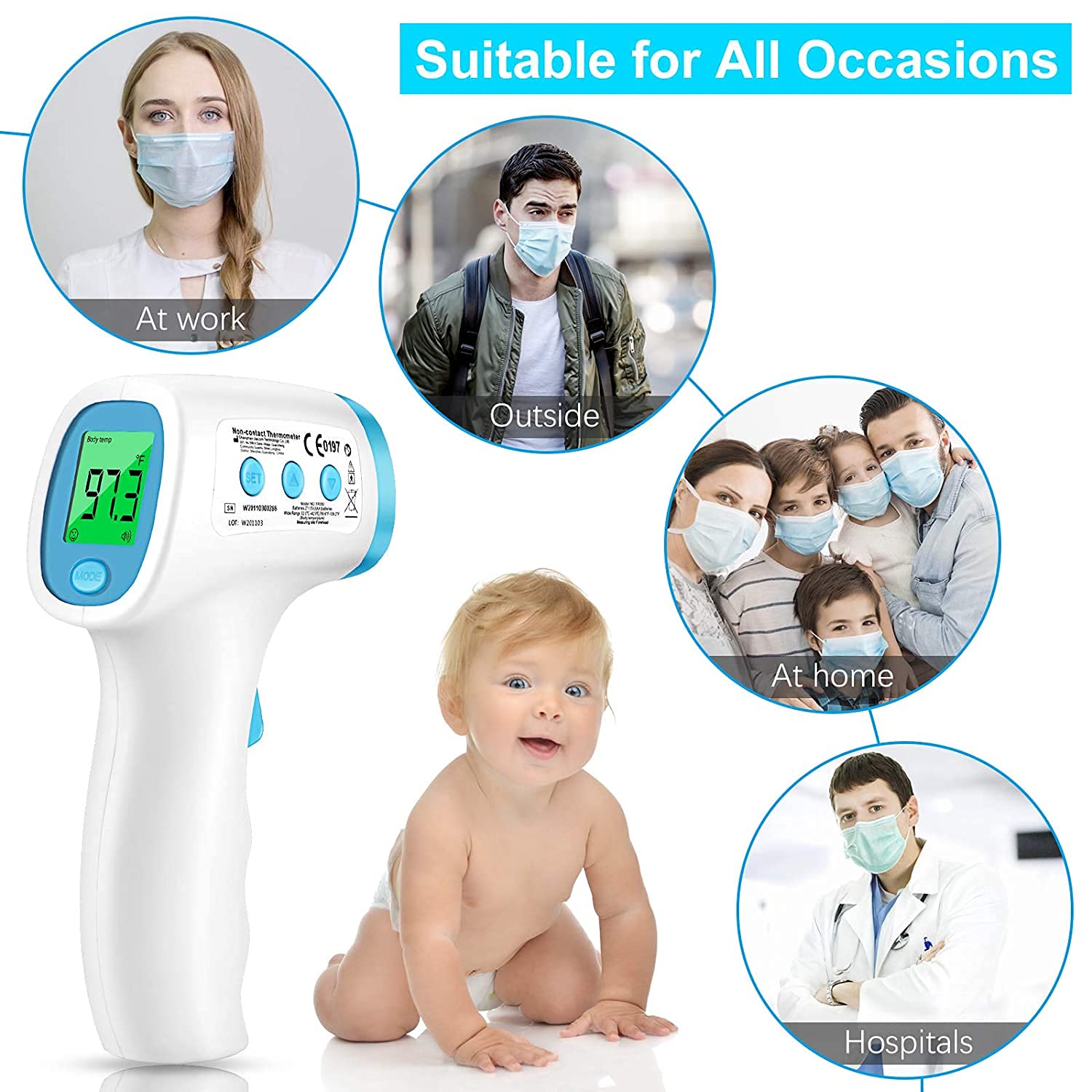 Infrared Thermometer Touchless Forehead Thermometer for Adults. 3 in 1 Digital Thermometer for Body 