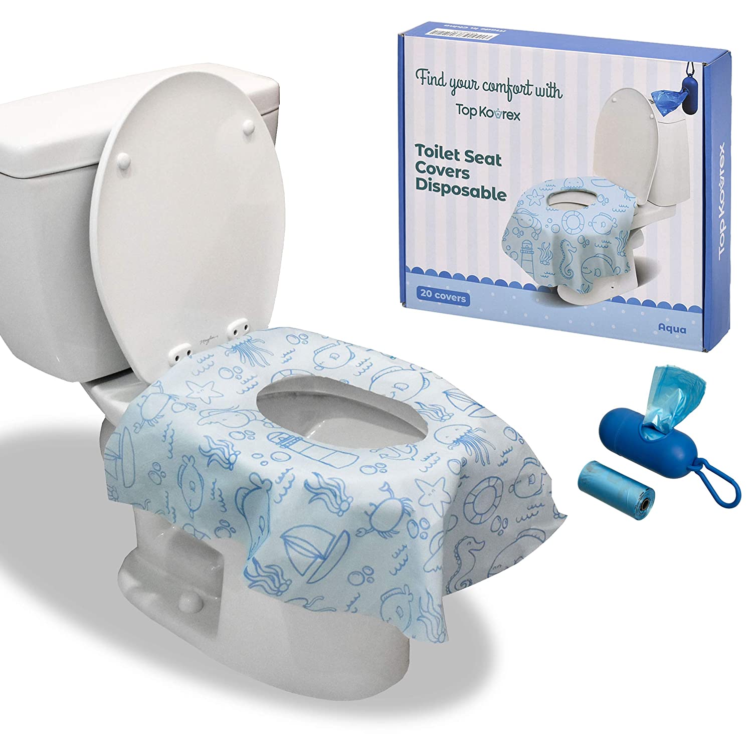 Toilet Seat Covers Disposable - Soft, Extra Large, Non-Woven Waterproof Film, Non-Slip Adhesive - Po