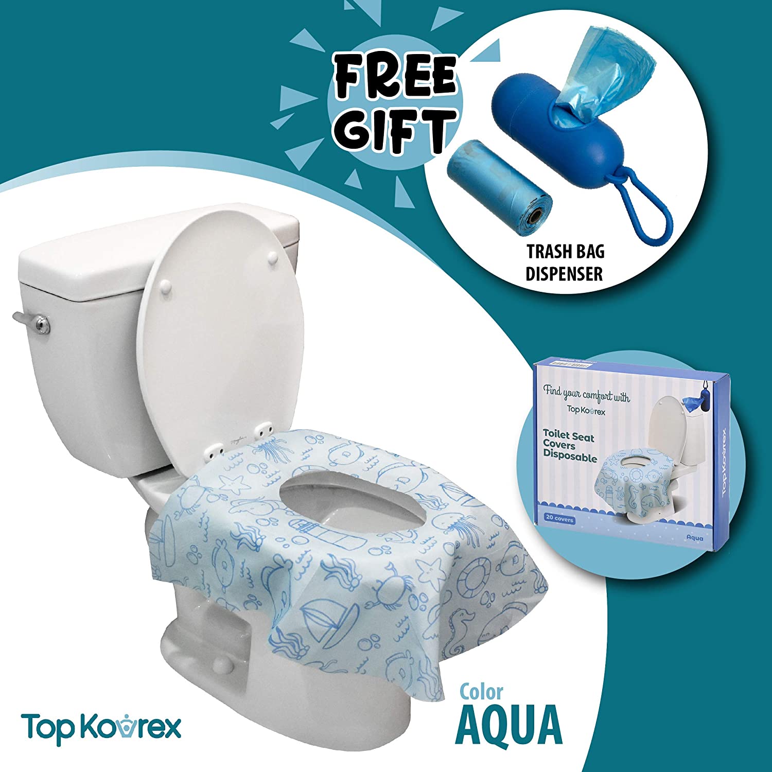 Toilet Seat Covers Disposable - Soft, Extra Large, Non-Woven Waterproof Film, Non-Slip Adhesive - Po