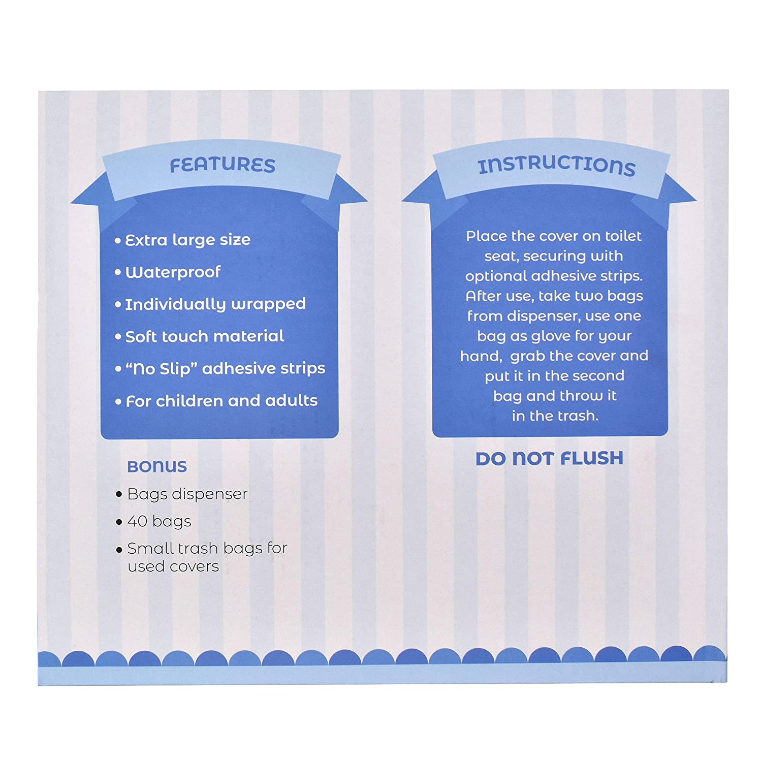 Toilet Seat Covers Disposable - Soft, Extra Large, Non-Woven Waterproof Film, Non-Slip Adhesive - Po