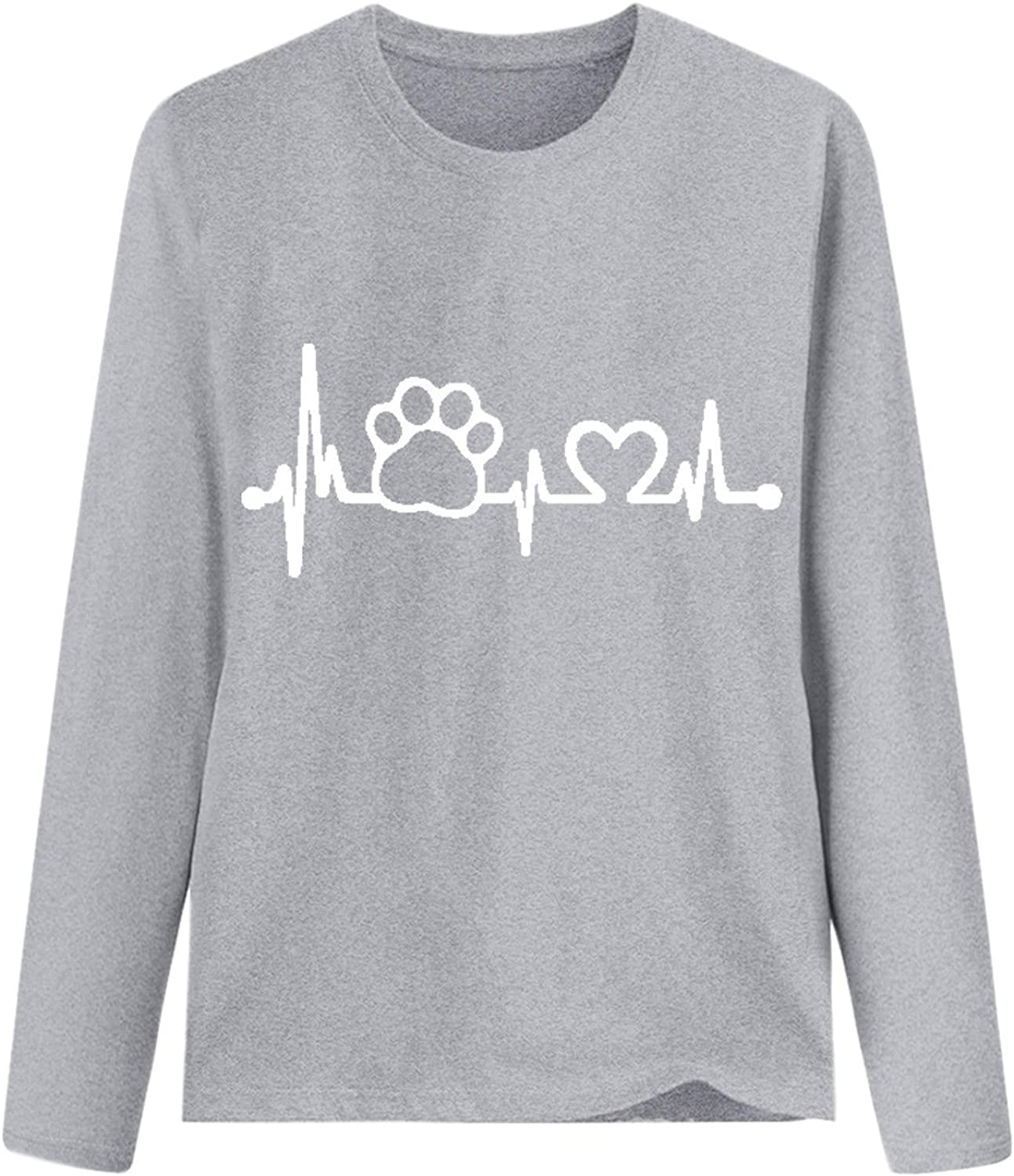 Dosoop Love Heart Dog Paw Print Sweatshirts Women