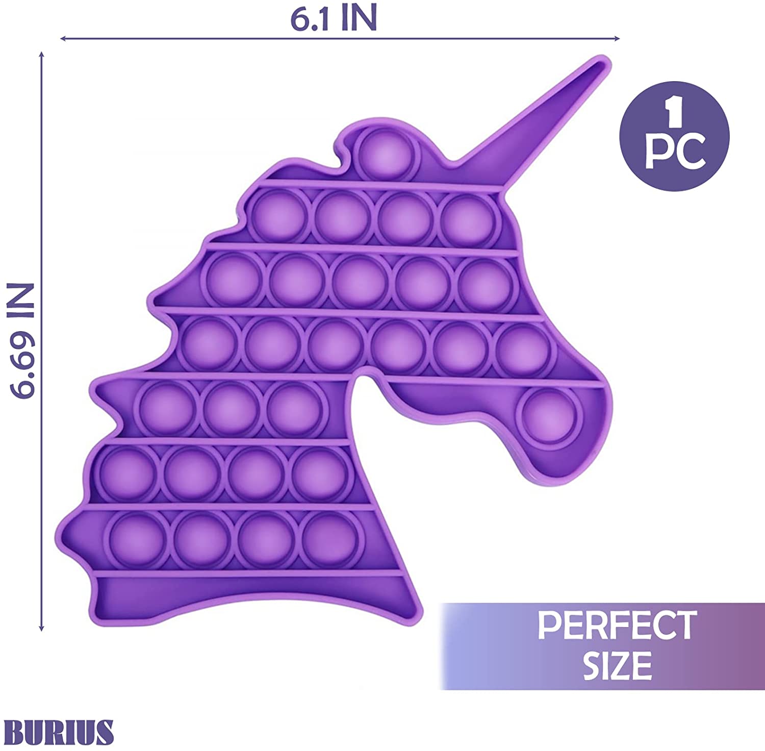 Purple Unicorn Pop It for Stress & Anxiety Relief & Autism Sensory Toys - Silicone Jumbo Unicorn Pop