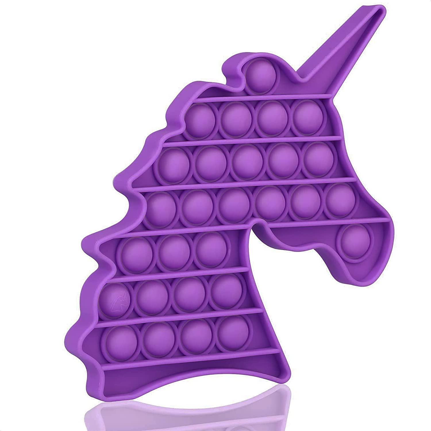Purple Unicorn Pop It for Stress & Anxiety Relief & Autism Sensory Toys - Silicone Jumbo Unicorn Pop