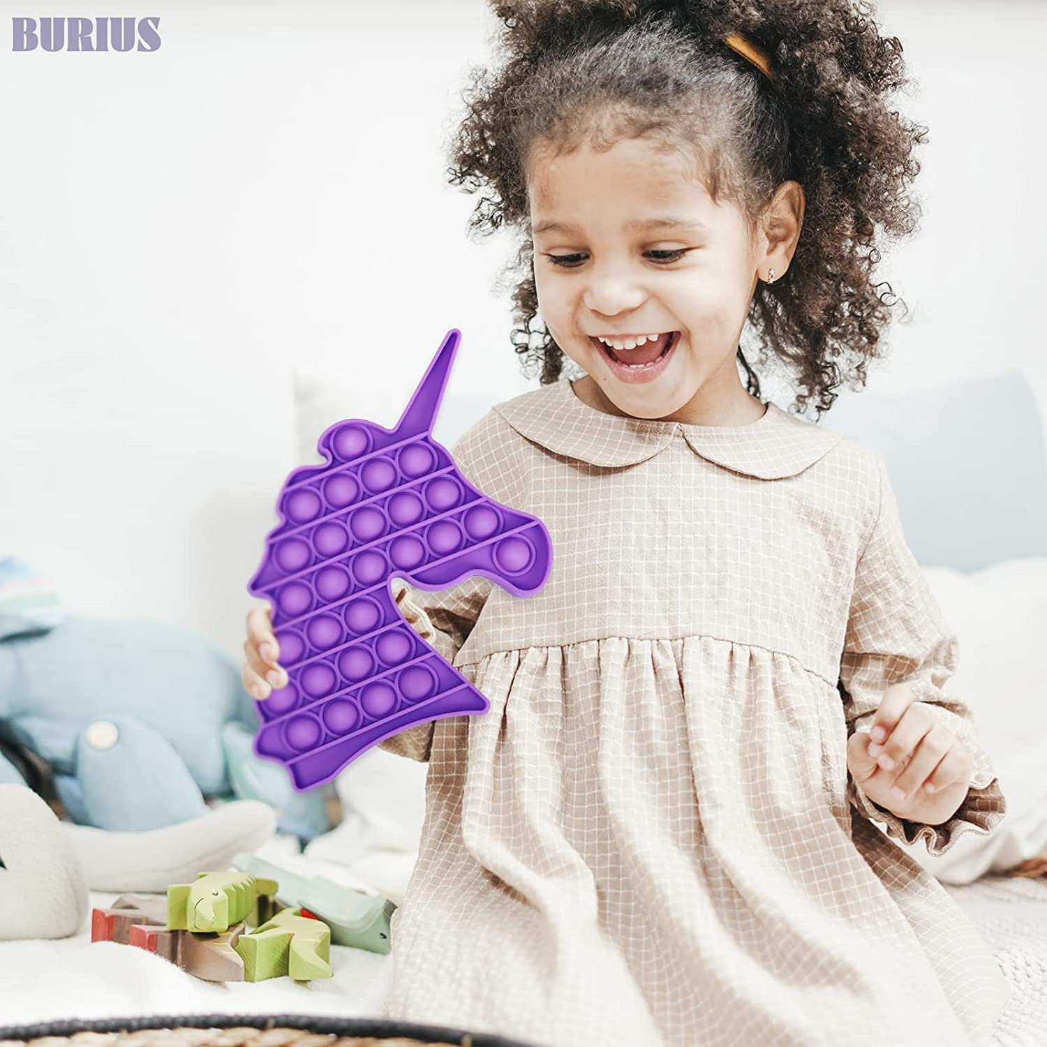 Purple Unicorn Pop It for Stress & Anxiety Relief & Autism Sensory Toys - Silicone Jumbo Unicorn Pop