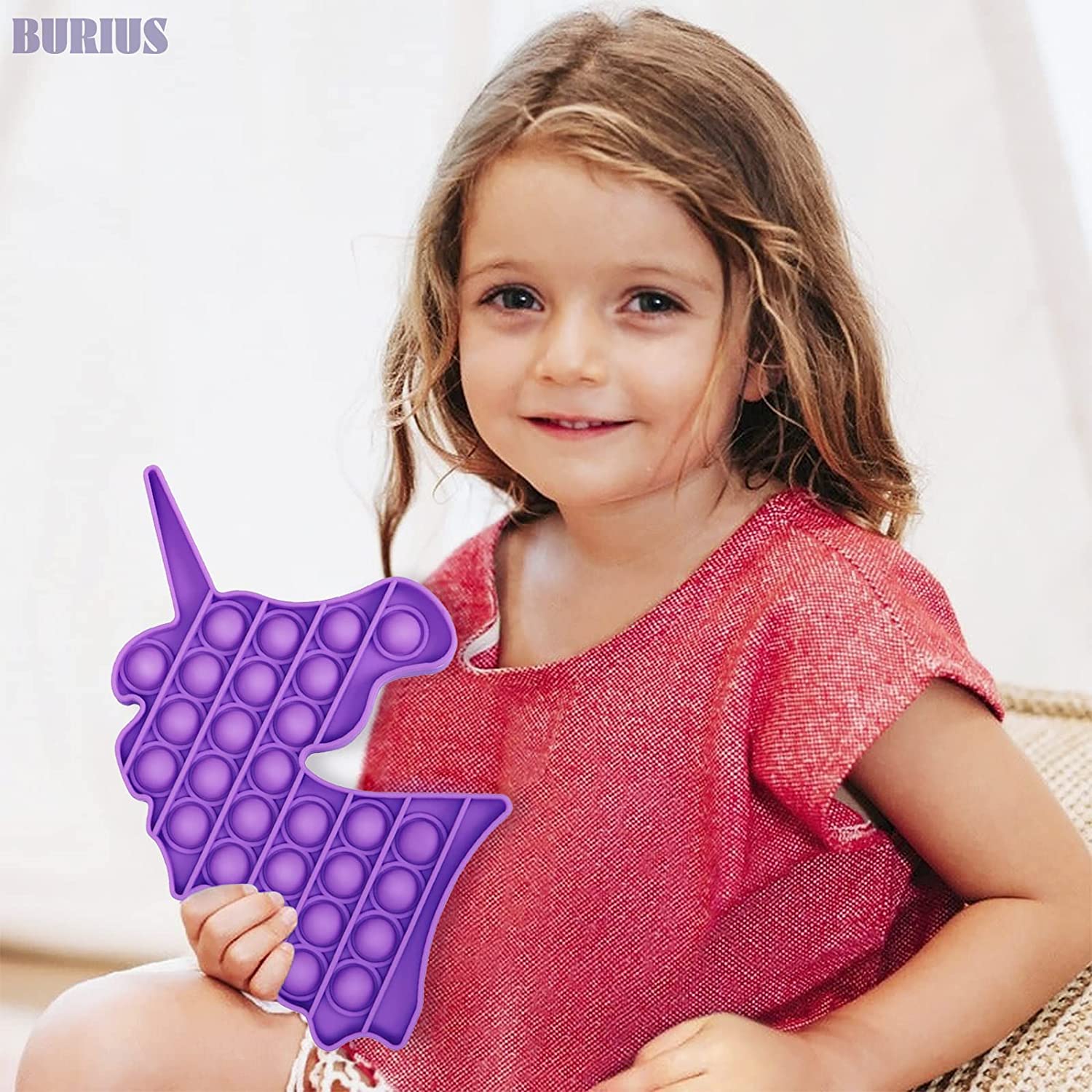 Purple Unicorn Pop It for Stress & Anxiety Relief & Autism Sensory Toys - Silicone Jumbo Unicorn Pop