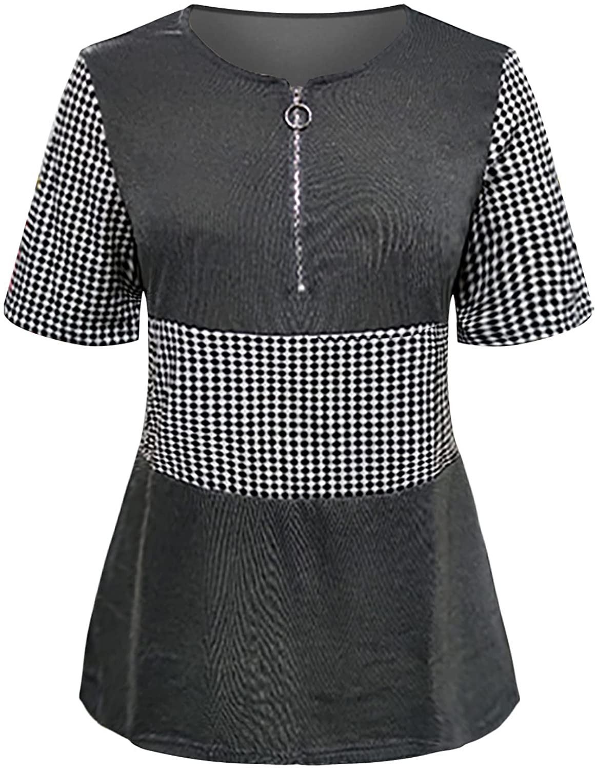 Summer Women V Neck Tshirt Tops Sexy Patchwork Elegant Tunic Tee Fashion Casual Comfy Short Sleeve L