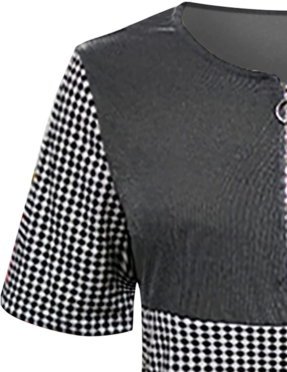 Summer Women V Neck Tshirt Tops Sexy Patchwork Elegant Tunic Tee Fashion Casual Comfy Short Sleeve L