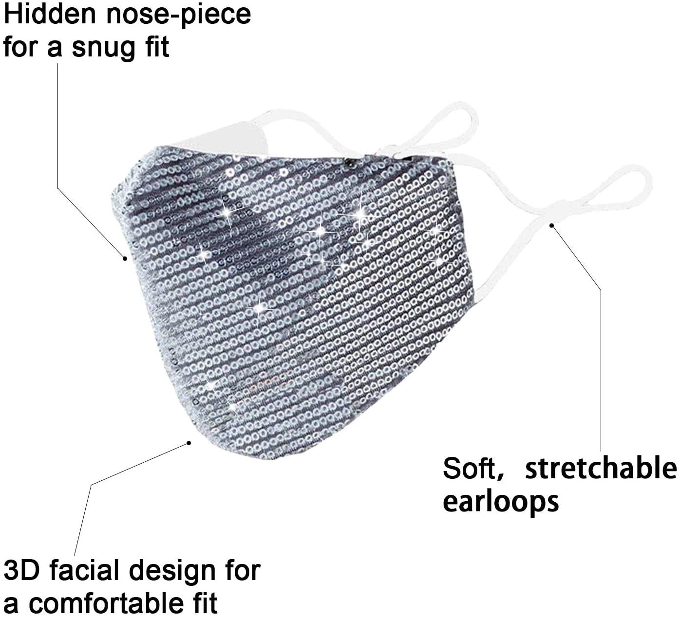 Halloween Christmas Masquerade Mask for Women Bling Sequins Fashion Party Face Mask for Girls