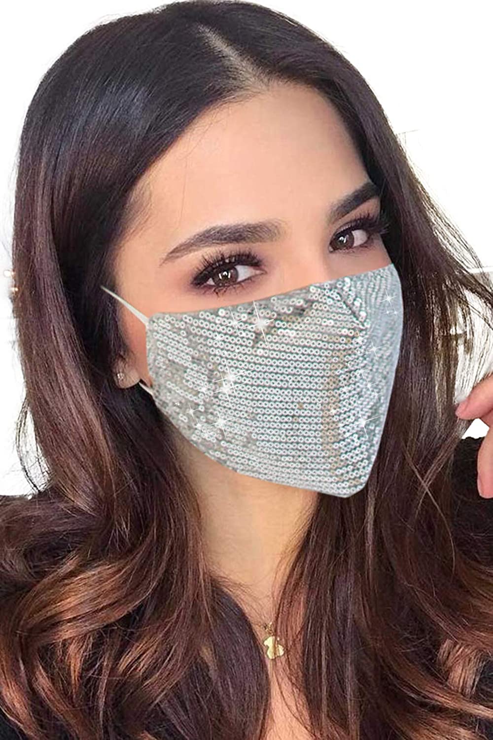 Halloween Christmas Masquerade Mask for Women Bling Sequins Fashion Party Face Mask for Girls
