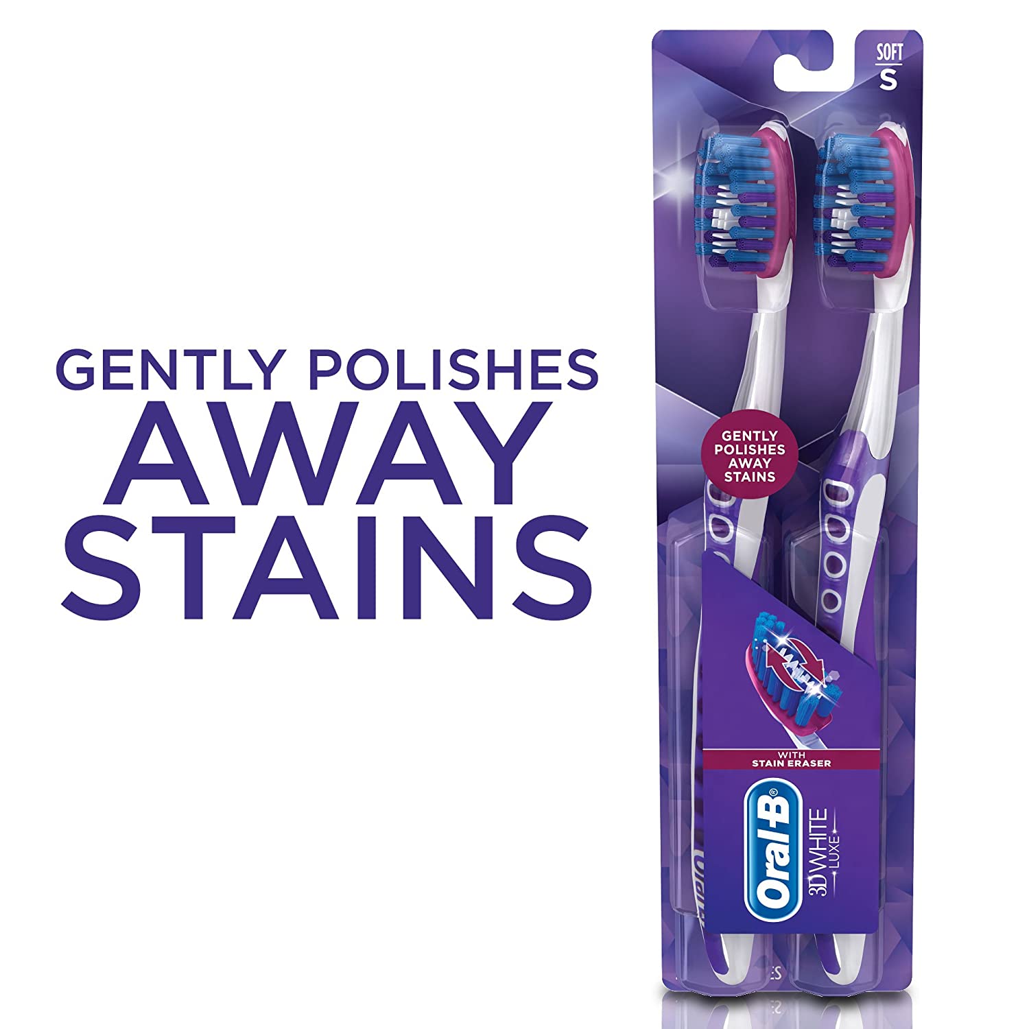 OralB ProFlex Stain Eraser Manual Toothbrush, Soft, 2 count