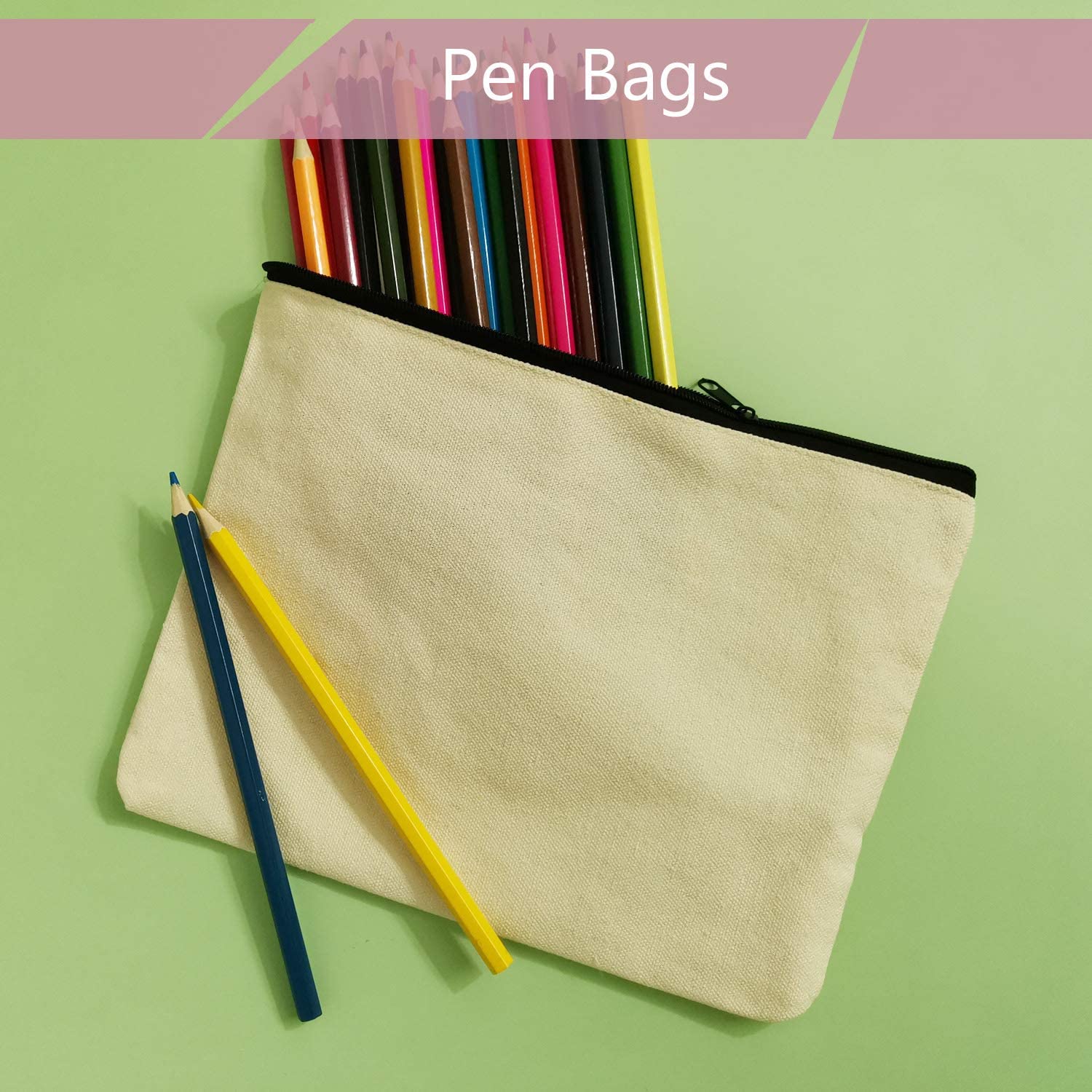 Canvas Makeup Bags, 12 KOOLMOX 9x7