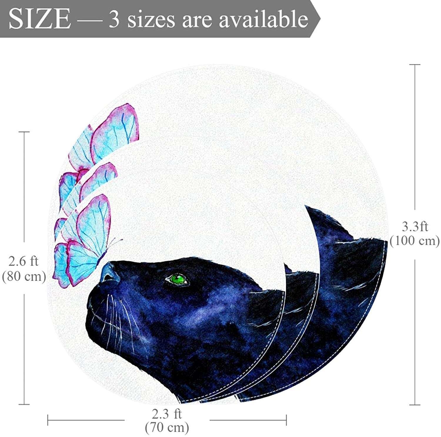 Dog Butterfly Children Carpet Soft Comfy Round Carpet Bathroom Living Room Non Slip pad for Room Dec
