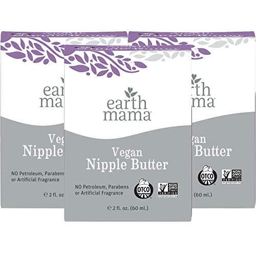 Vegan Nipple Butter Breastfeeding Cream by Earth Mama | Lanolin-free 2-Ounce (3-Pack)