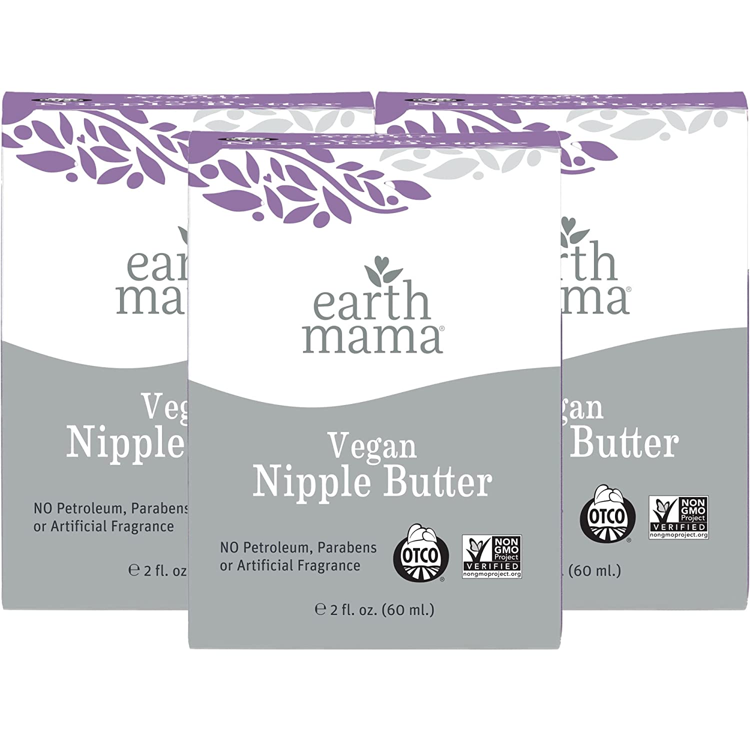 Vegan Nipple Butter Breastfeeding Cream by Earth Mama | Lanolin-free 2-Ounce (3-Pack)