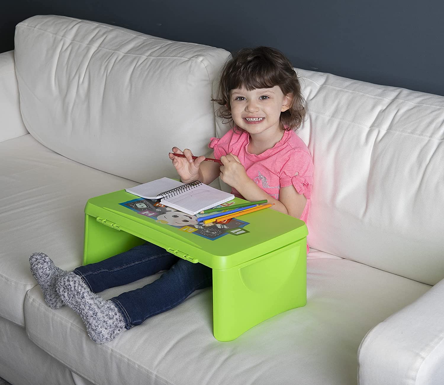 Kids Lap Desk with Storage Folding Lid and Collapsible