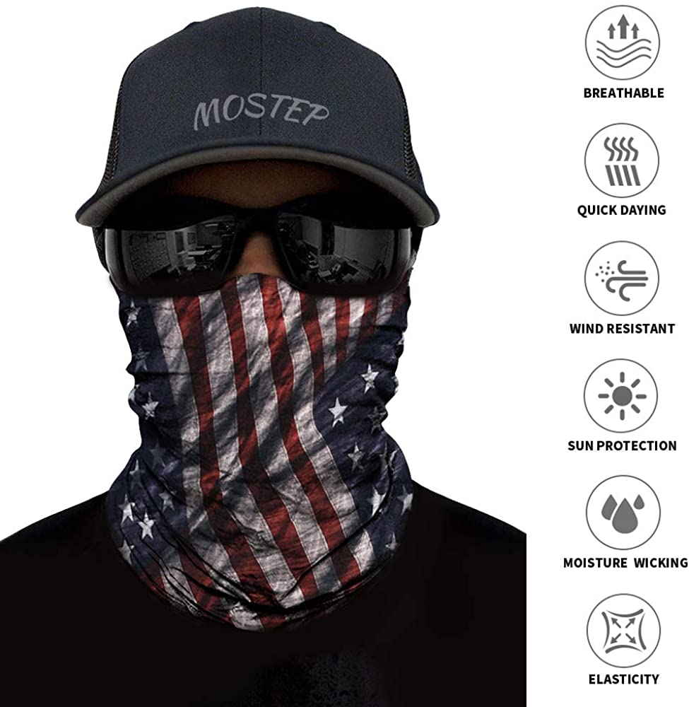 Neck Gaiter, Magic Headband Sport Headwear Elastic Face Mask Bandana Scarf UV Resistence Balaclava,