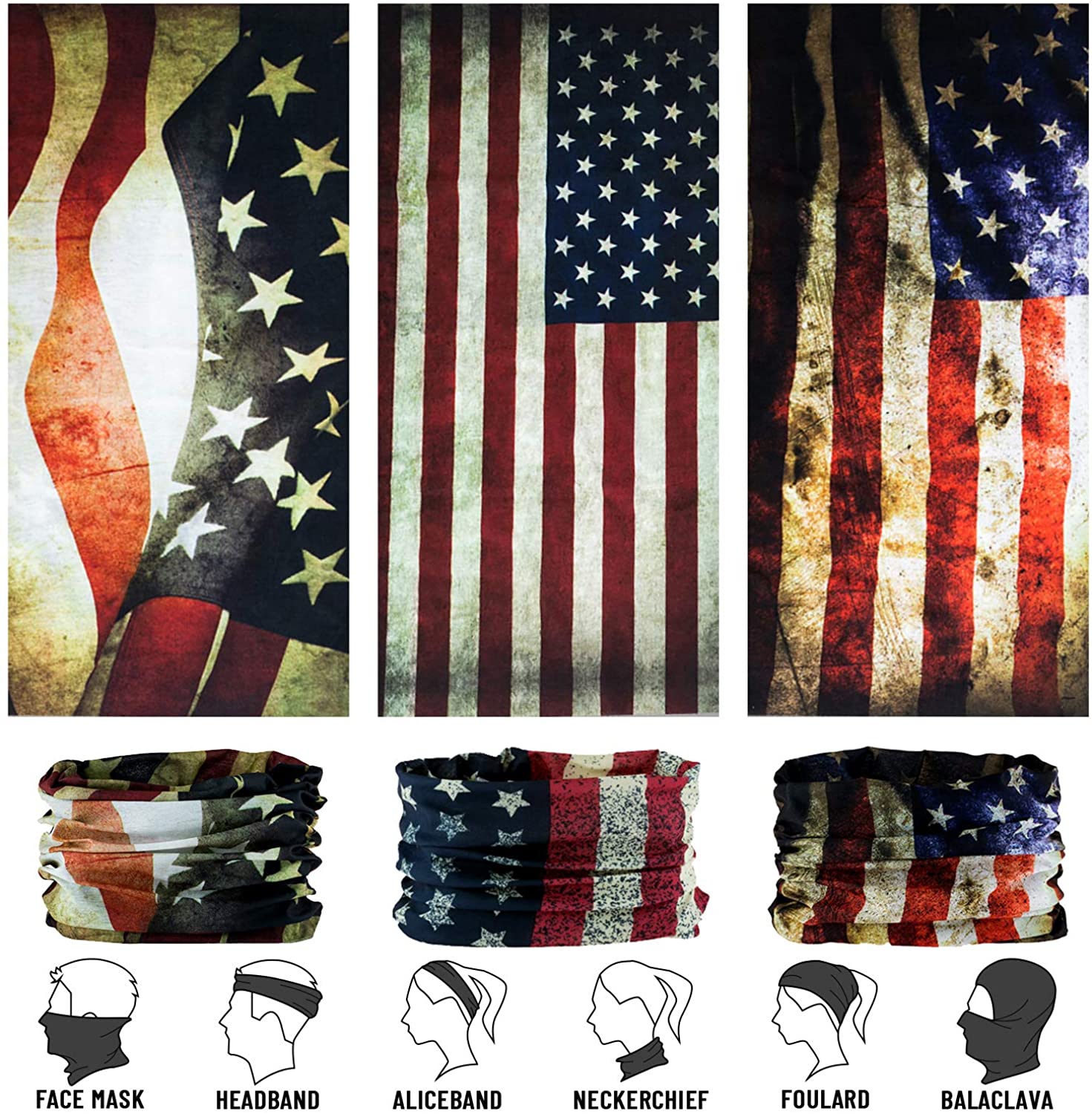 Neck Gaiter, Magic Headband Sport Headwear Elastic Face Mask Bandana Scarf UV Resistence Balaclava,
