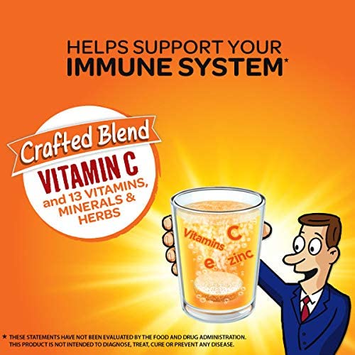 Vitamin C 1000mg (per serving) - Airborne Zesty Orange Effervescent Tablets (36 count in a box), Glu