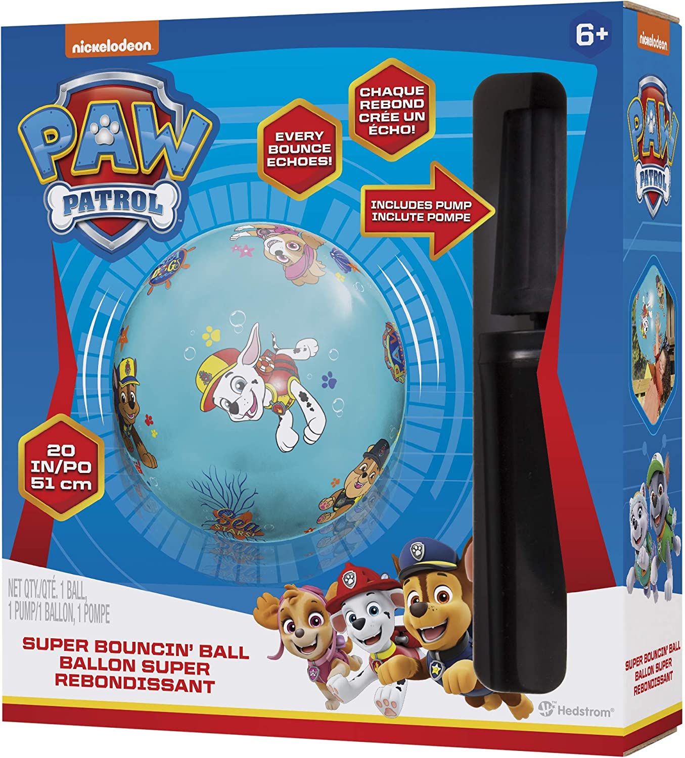 Hedstrom 20 Inch Super Bouncing Ball with Pump, Paw Patrol