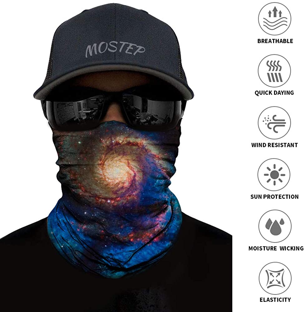 Neck Gaiter, Magic Headband Sport Headwear Elastic Face Mask Bandana Scarf UV Resistence Balaclava, 