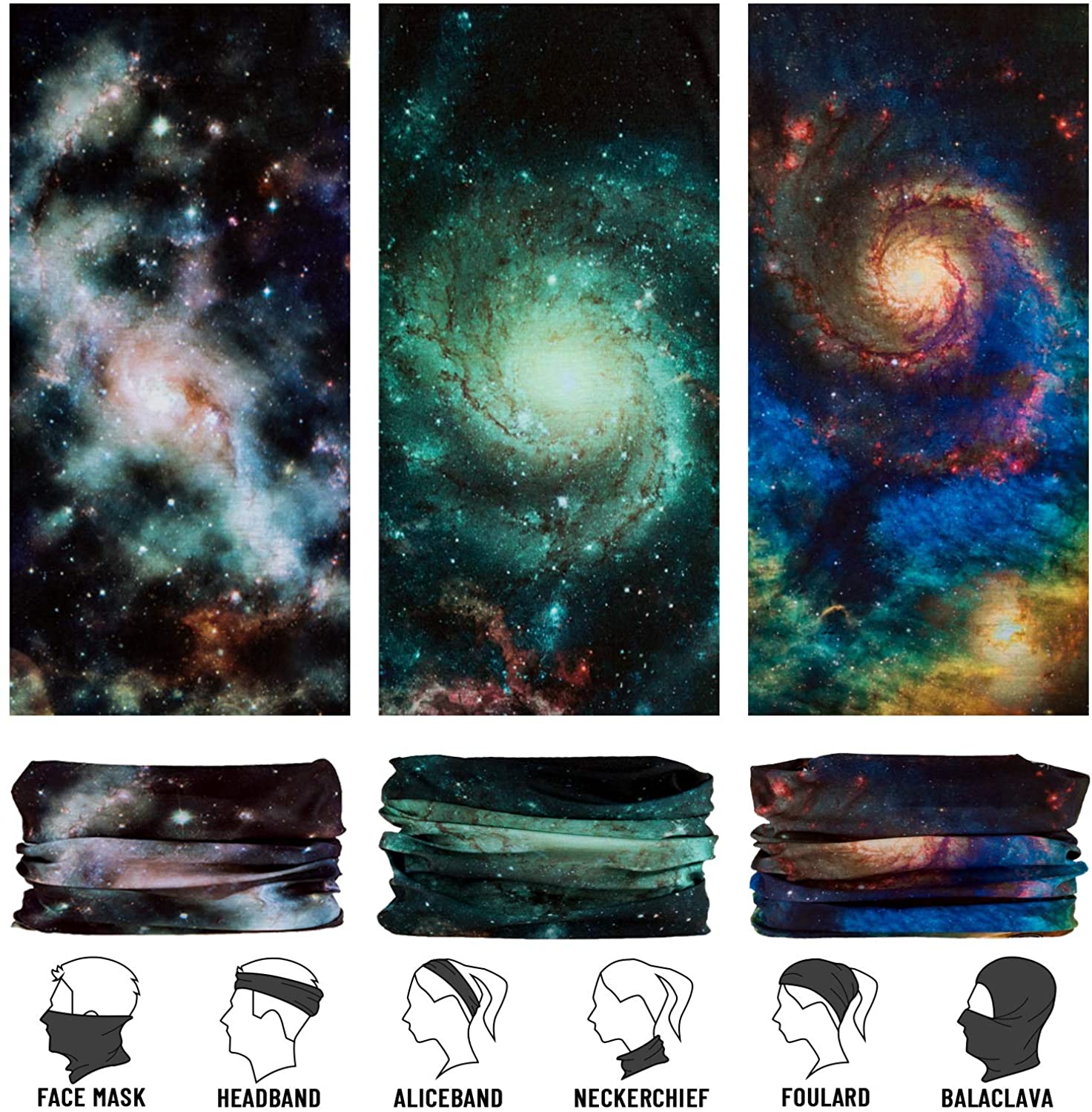 Neck Gaiter, Magic Headband Sport Headwear Elastic Face Mask Bandana Scarf UV Resistence Balaclava, 