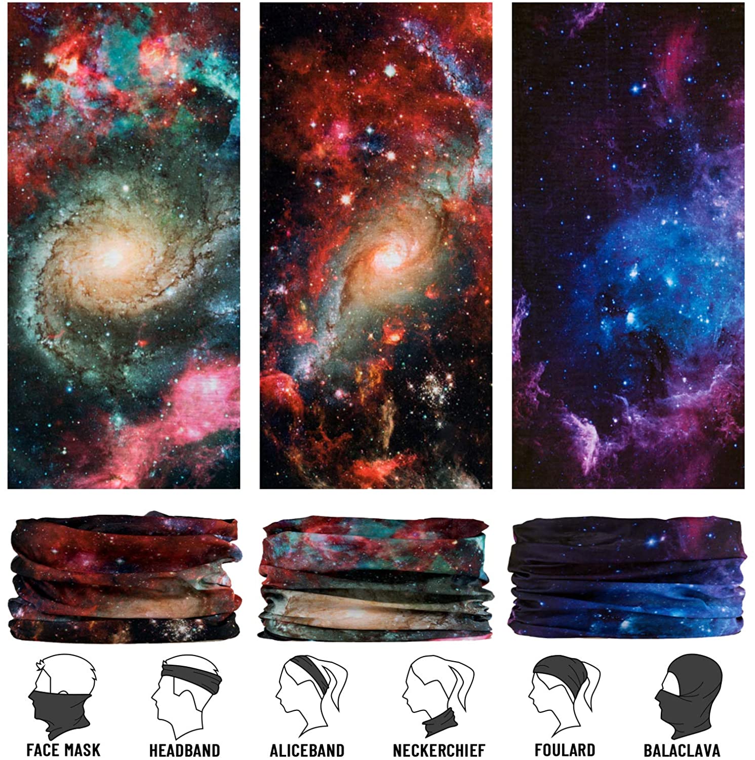 Neck Gaiter, Magic Headband Sport Headwear Elastic Face Mask Bandana Scarf UV Resistence Balaclava, 