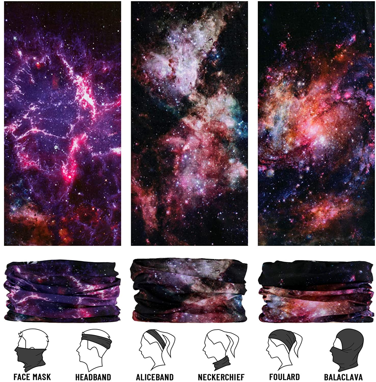 Neck Gaiter, Magic Headband Sport Headwear Elastic Face Mask Bandana Scarf UV Resistence Balaclava, 