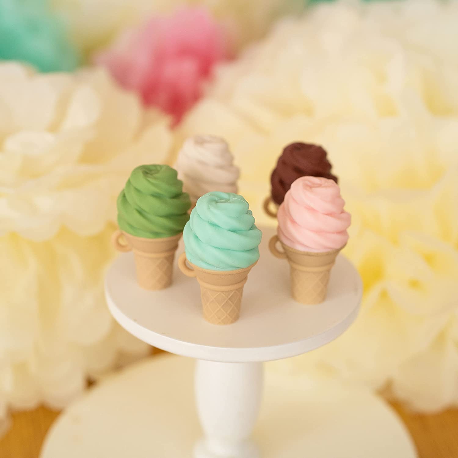 NatureBond Silicone Baby Teether - Cute Ice Cream Infant Teething Toy with Free Silicone Sling Pacif