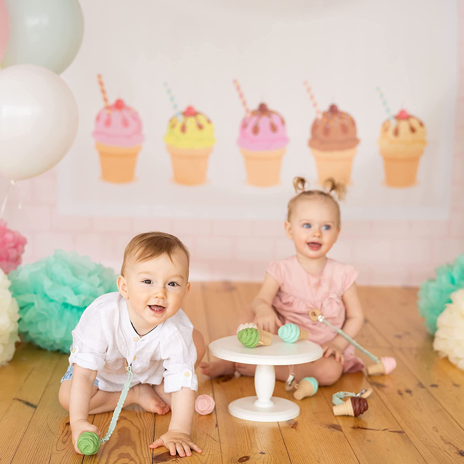 NatureBond Silicone Baby Teether - Cute Ice Cream Infant Teething Toy with Free Silicone Sling Pacif