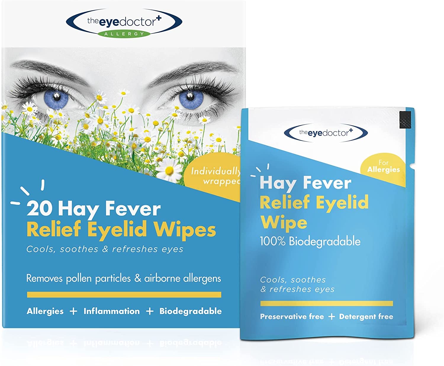The Eye Doctor Hay Fever Relief Eyelid Wipes 40x Single Use Eye Wipes